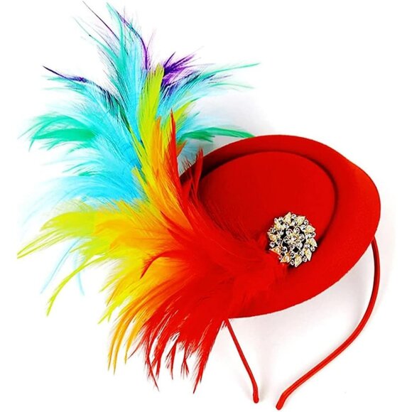 Fascinator Hat Women Tea Party White Color A-a-red Colorful - Picture 3 of 5